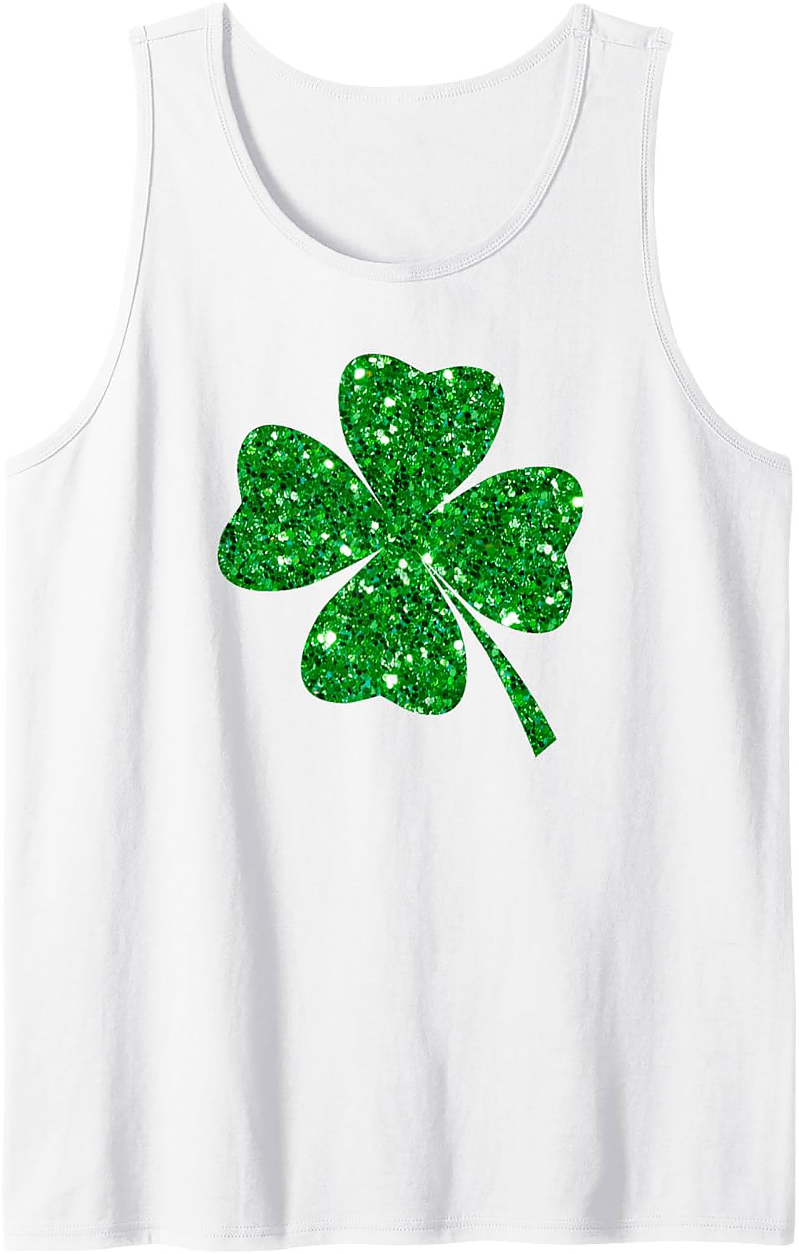 Shamrock Glitter Tank Top | Lucky Green Graphic Sleeveless