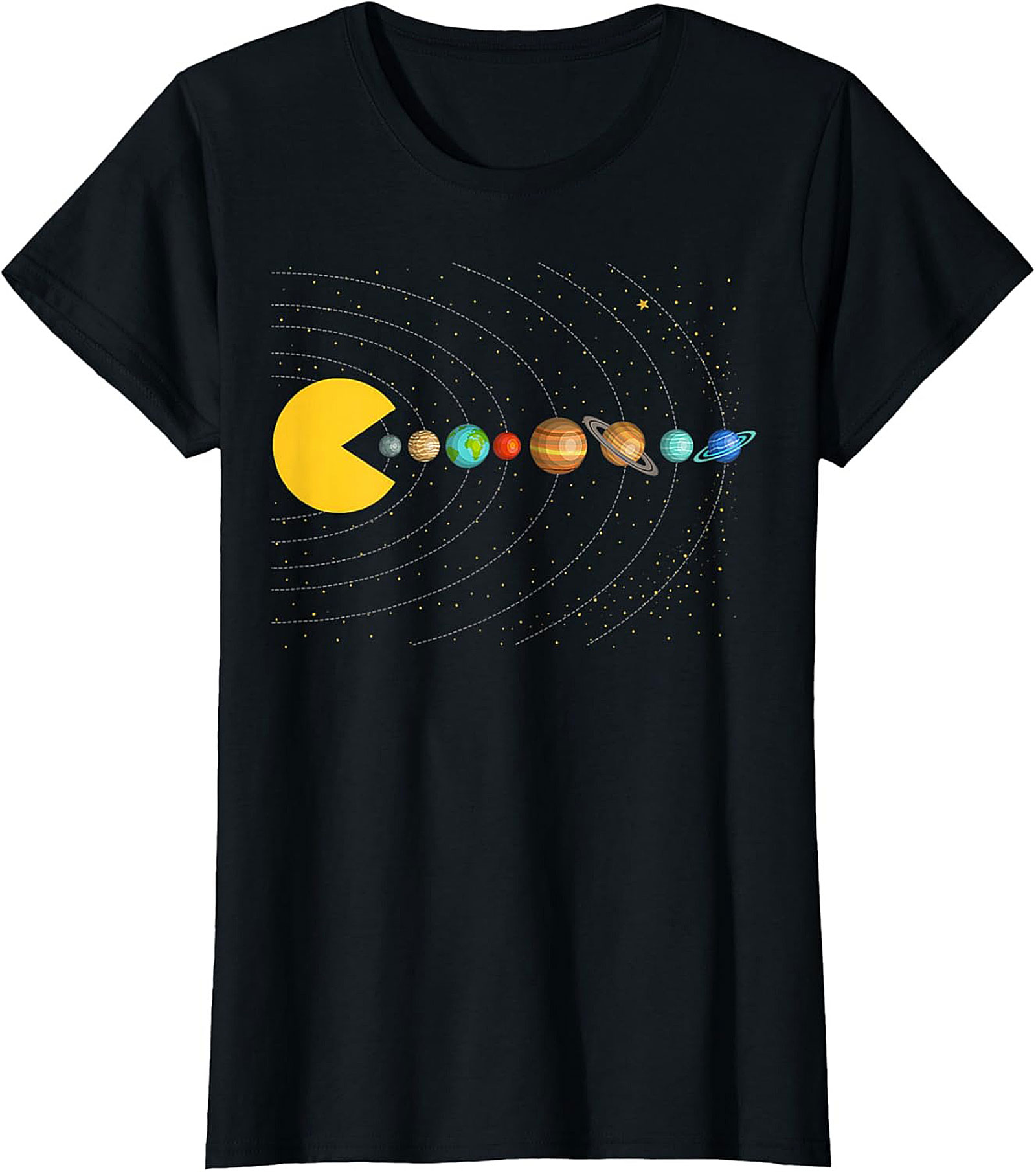 Solar System Pac-Man Graphic Tee