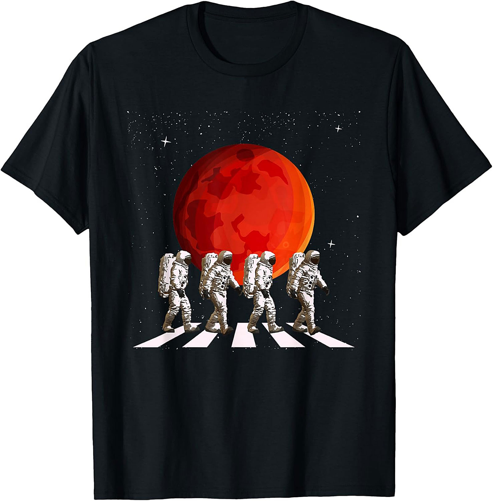 Astronaut Abbey Road Space Graphic Tee - Mars Crosswalk Unisex Shirt