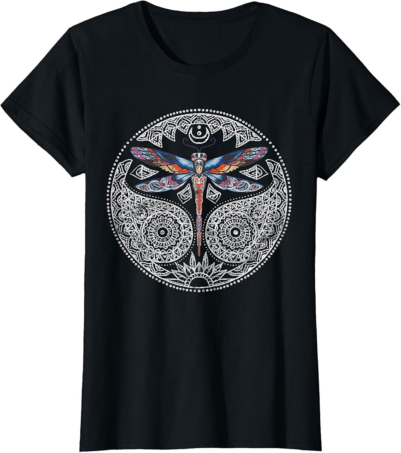 Dragonfly Mandala T-shirt: Celestial Nature Graphic Tee