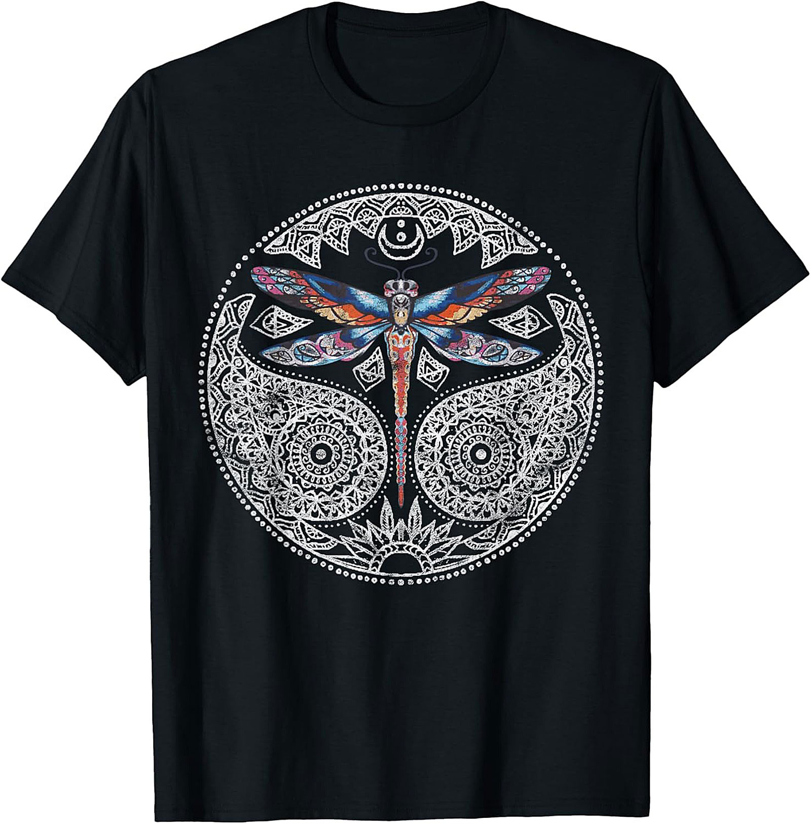 Dragonfly Mandala T-shirt: Celestial Nature Graphic Tee