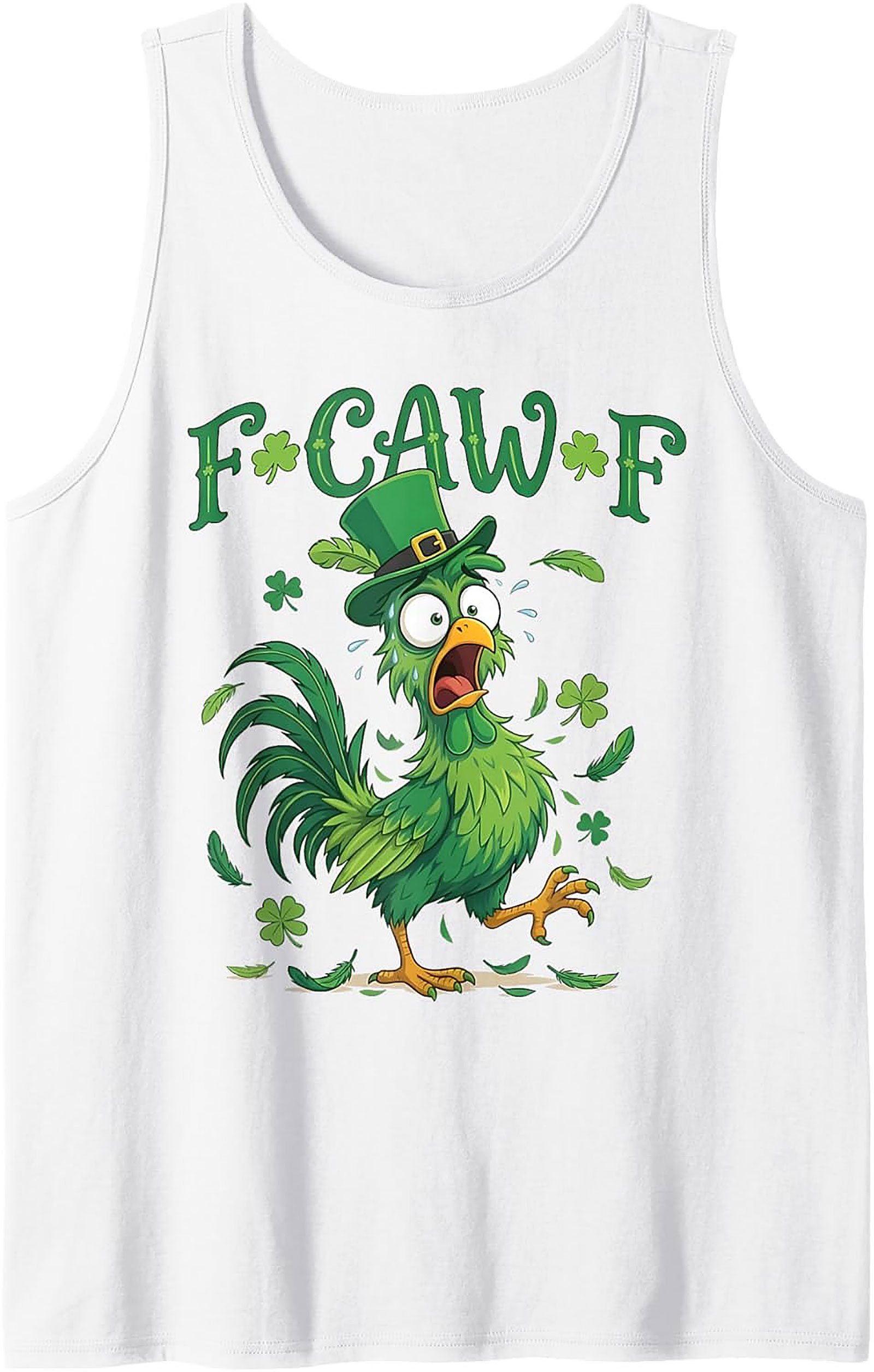 Funny FCAWF St. Patrick's Day Rooster Graphic Tank Top