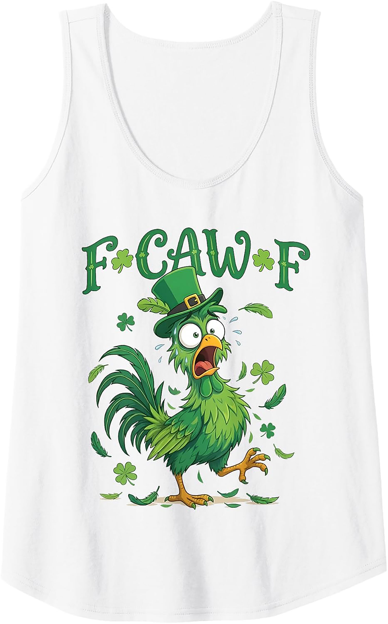 Funny FCAWF St. Patrick's Day Rooster Graphic Tank Top