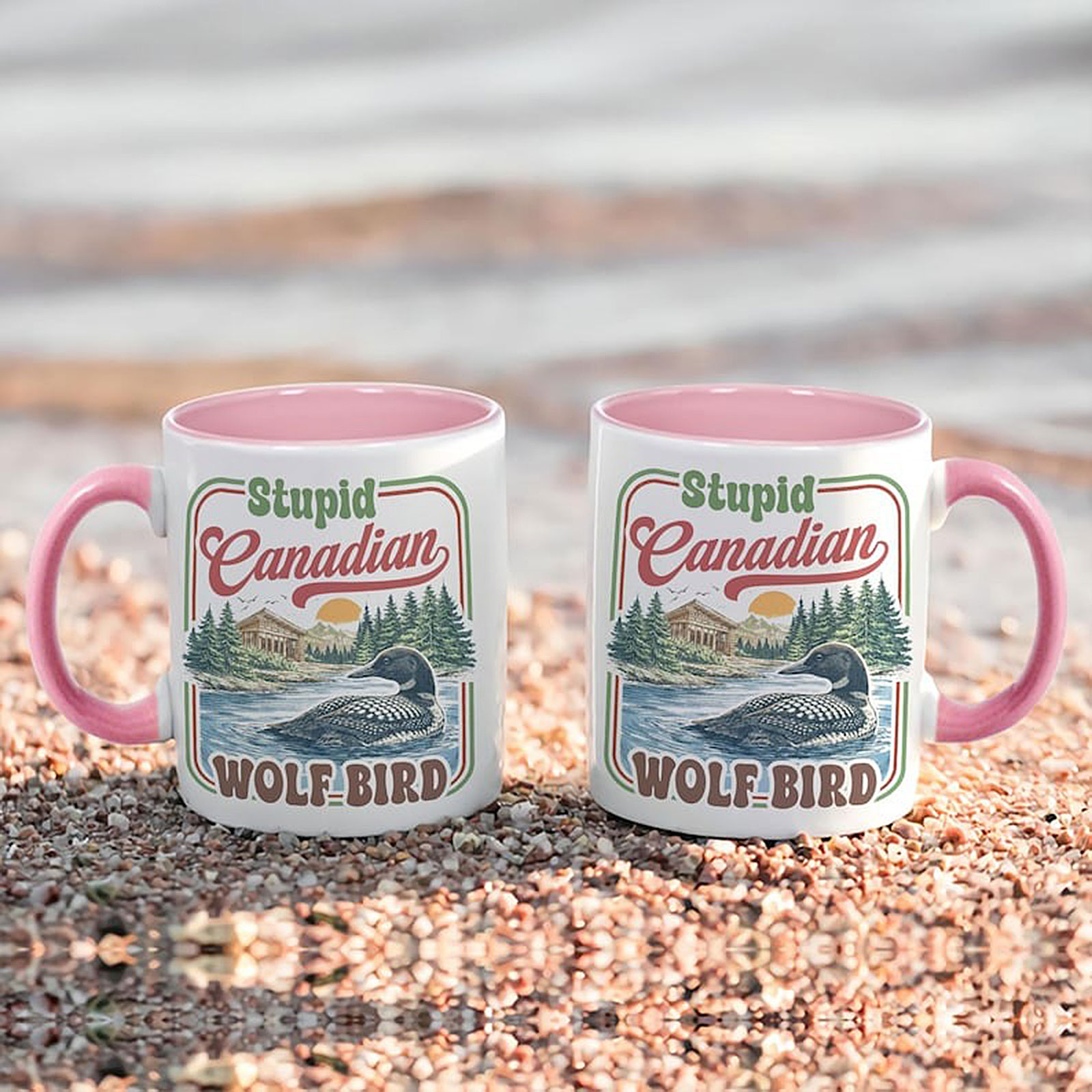 Personalized Loon Bird Coffee Mug, Funny Canadian Bird Retro Enamel Cup, Unique Bird Lover Gift, Ceramic Mug