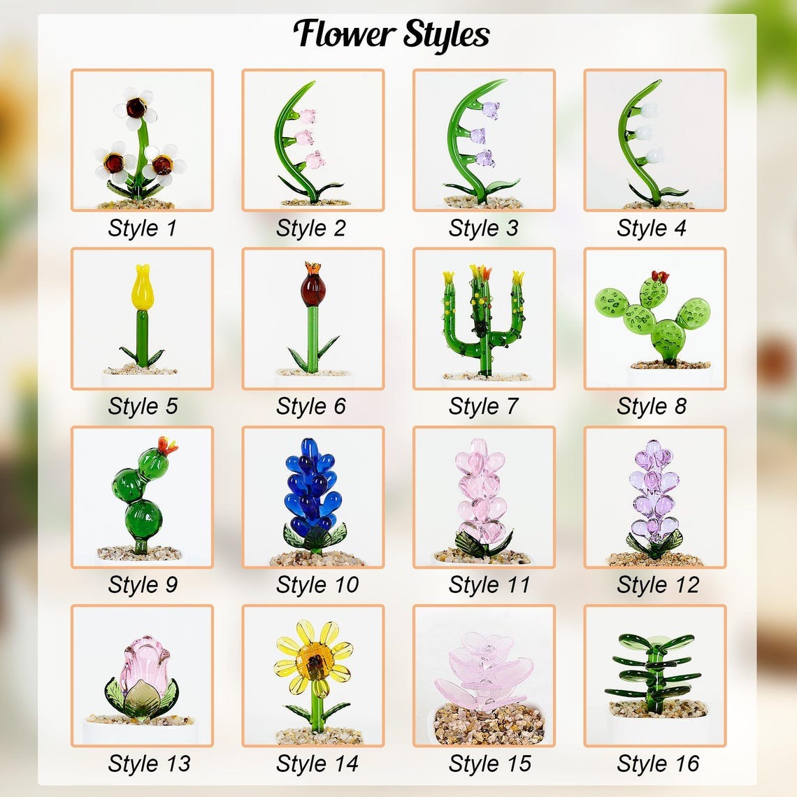 Glass Everlasting Potted Plant,Personalized Flower Pot,Custom Mother's Day Gift For Mom,Hand Blown Glass Potted,Tulip Glass Flower Potted