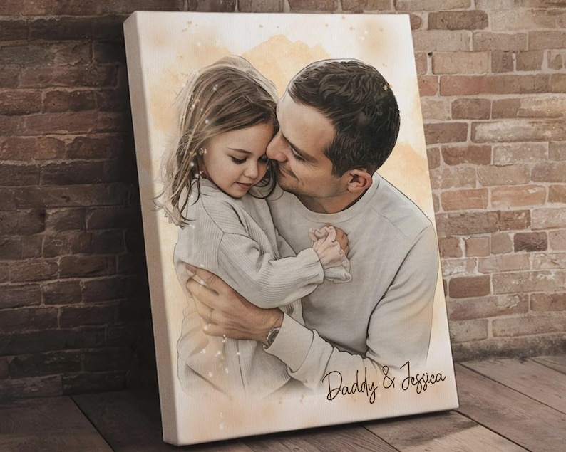 Mother's Day Canvas Gift, Personalized Watercolor Portrait Wall Gifts for New Mom