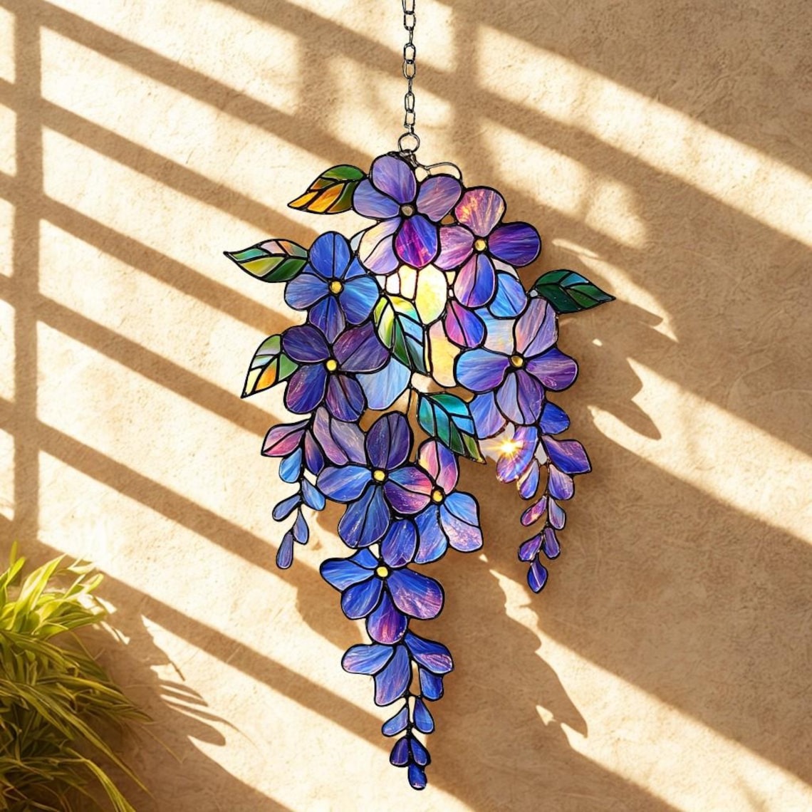 Handmade Acrylic Wisteria Suncatcher – Holographic Floral Window Decor