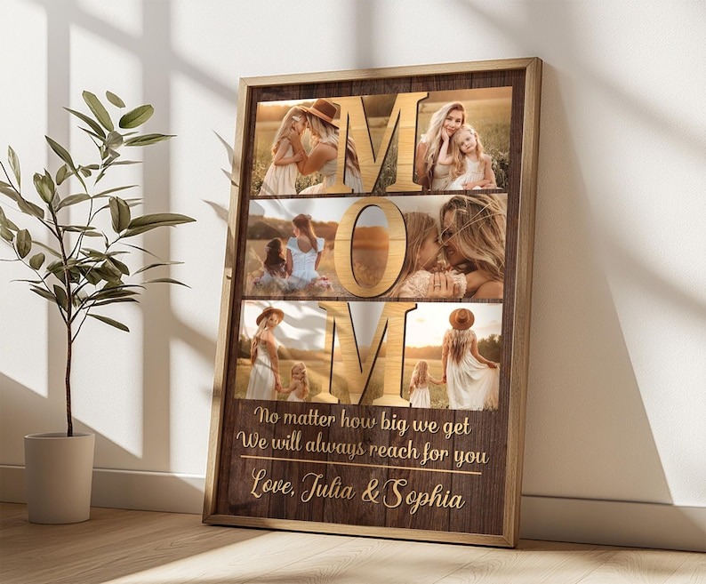 Custom Mom Photo Collage Canvas – Personalized Mother's Day Gift No Matter How Big We Get – Unique Birthday Gift for Mom from Daughter & Son