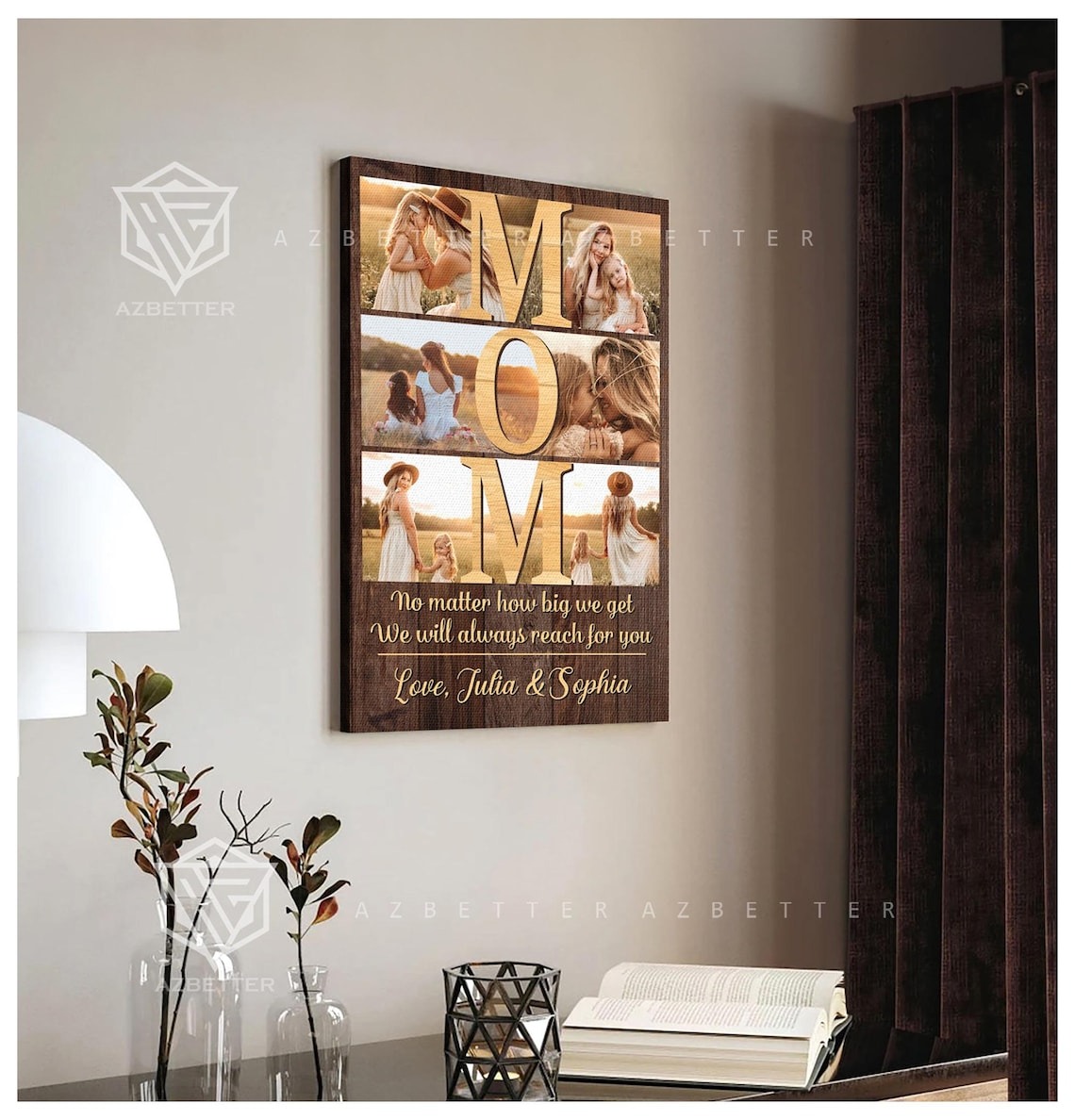 Custom Mom Photo Collage Canvas – Personalized Mother's Day Gift No Matter How Big We Get – Unique Birthday Gift for Mom from Daughter & Son