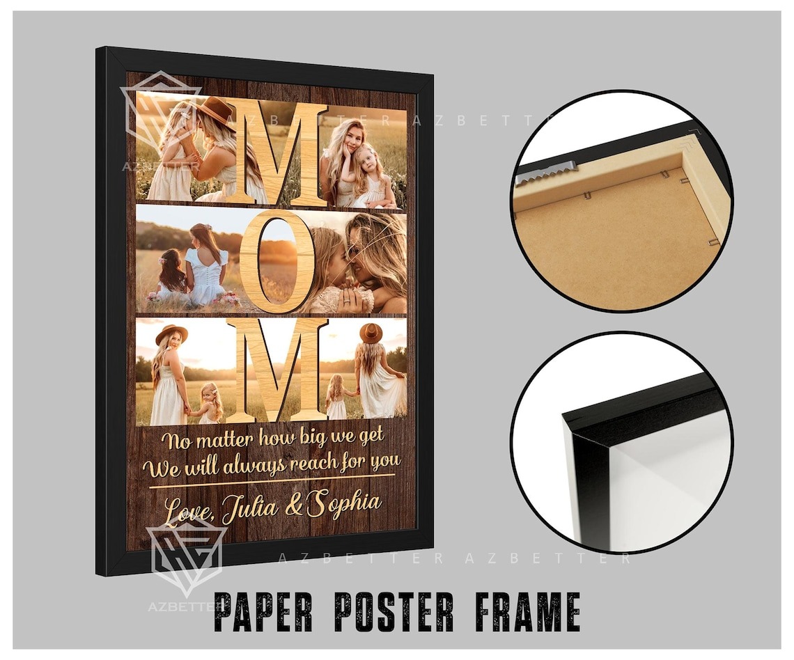 Custom Mom Photo Collage Canvas – Personalized Mother's Day Gift No Matter How Big We Get – Unique Birthday Gift for Mom from Daughter & Son