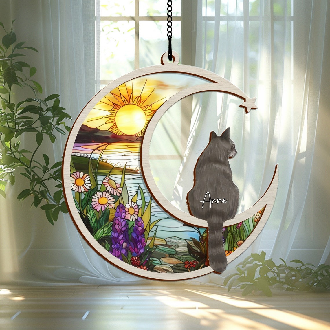 Loss of Pet Sympathy Gift| Pet Memorial Suncatcher| Pet Remembrance Gift| Handmade Custom Name Cat Decor, Cat Memorial Gift, Cat Loss Gift