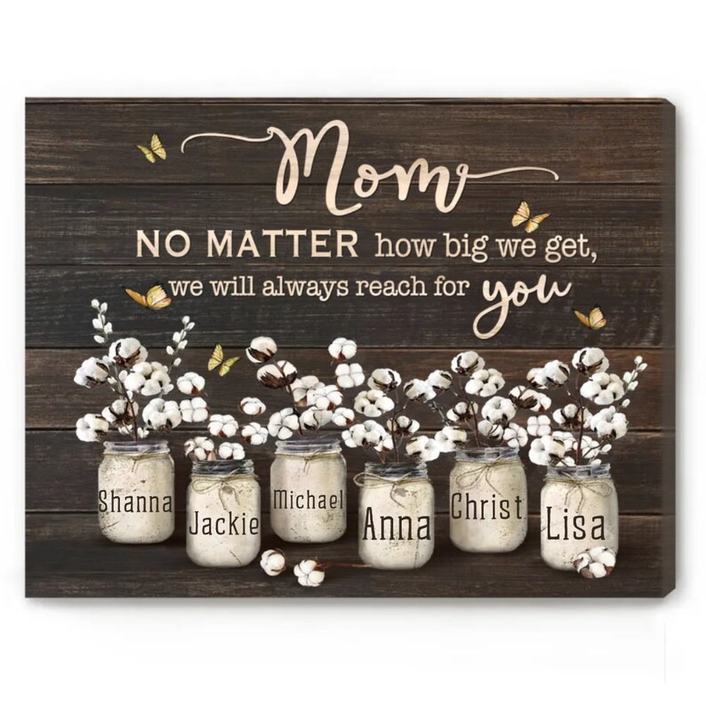 Personalized Mom Flower Jars Canvas Art, Mother's Day Gift For Mom
