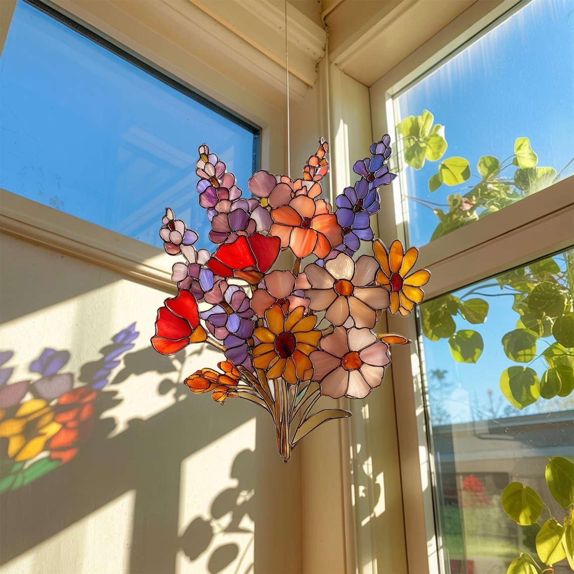 Vibrant Wildflower Suncatcher, Wildflower Acrylic Suncatcher, Wildflower Window Hanging Decor, Florist Suncatcher, Gift for Flower Lover