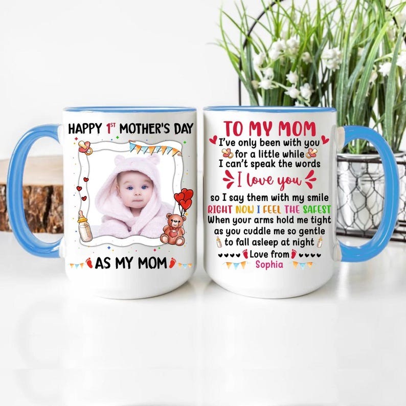 Personalized 1st Mother’s Day Photo Mug, Custom Baby Picture Coffee Mug, First Mother’s Day Gift for New Mom