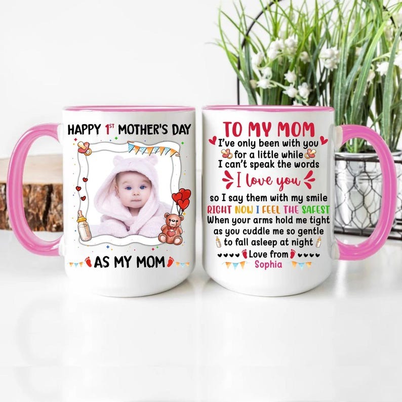 Personalized 1st Mother’s Day Photo Mug, Custom Baby Picture Coffee Mug, First Mother’s Day Gift for New Mom