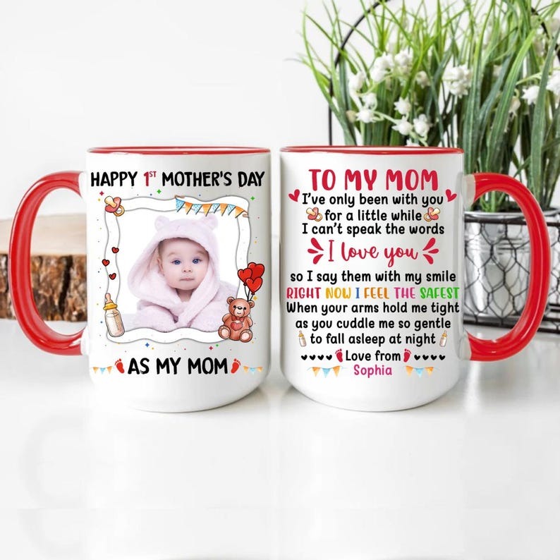 Personalized 1st Mother’s Day Photo Mug, Custom Baby Picture Coffee Mug, First Mother’s Day Gift for New Mom