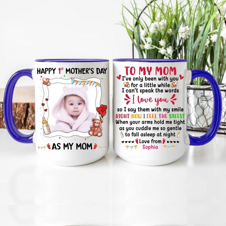 Personalized 1st Mother’s Day Photo Mug, Custom Baby Picture Coffee Mug, First Mother’s Day Gift for New Mom