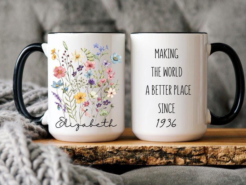 90th Birthday Mug – Born in 1936 Coffee Mug, Great Grandma Gift, 90 Year Old Birthday Gift for Women