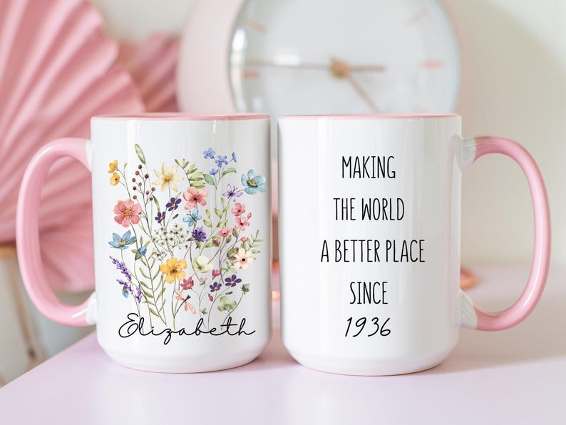 90th Birthday Mug – Born in 1936 Coffee Mug, Great Grandma Gift, 90 Year Old Birthday Gift for Women