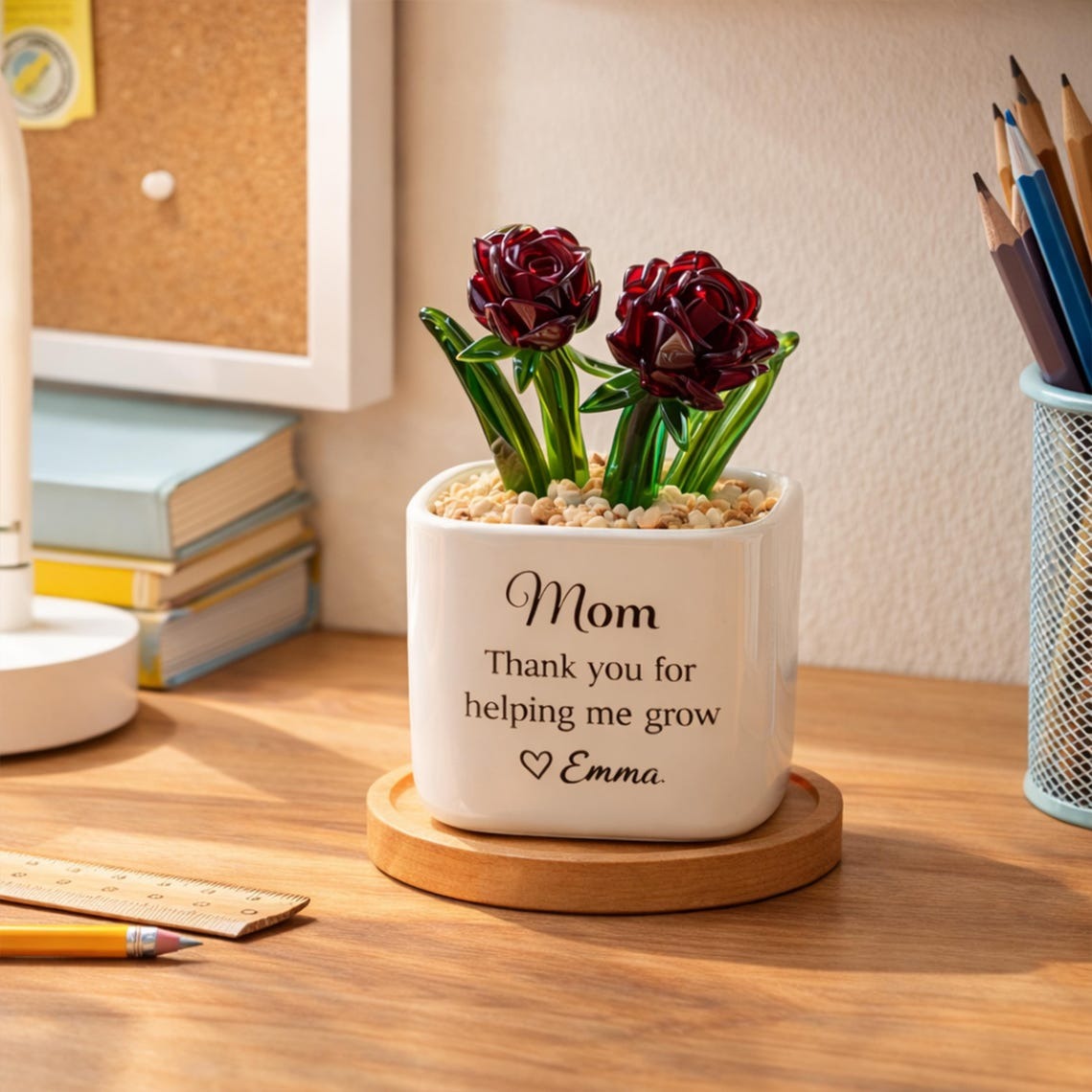 Personalized Birth Month Glass Flower Pot, Handmade Birth Flower Gift for Mom, Grandma, Unique Mother’s Day Gift