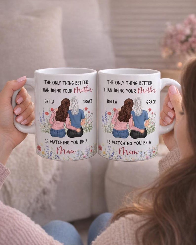 Personalized Mother Daughter Photo Mug, Watching You Be a Mom Coffee Mug, Meaningful Gift for Daughter