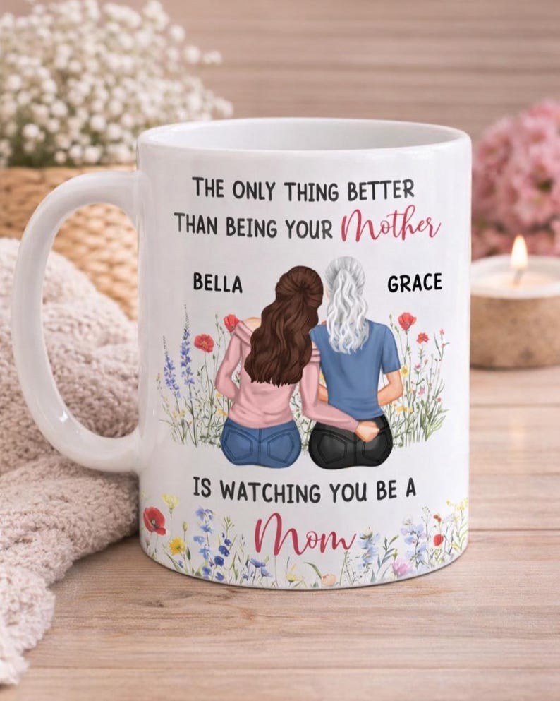 Personalized Mother Daughter Photo Mug, Watching You Be a Mom Coffee Mug, Meaningful Gift for Daughter