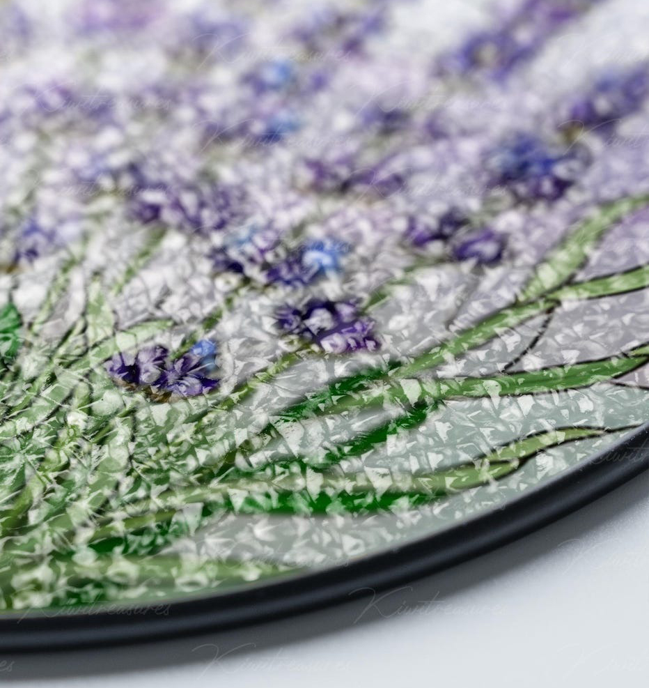 Lavender Birth Flower Glass Suncatcher Floral Window Decor