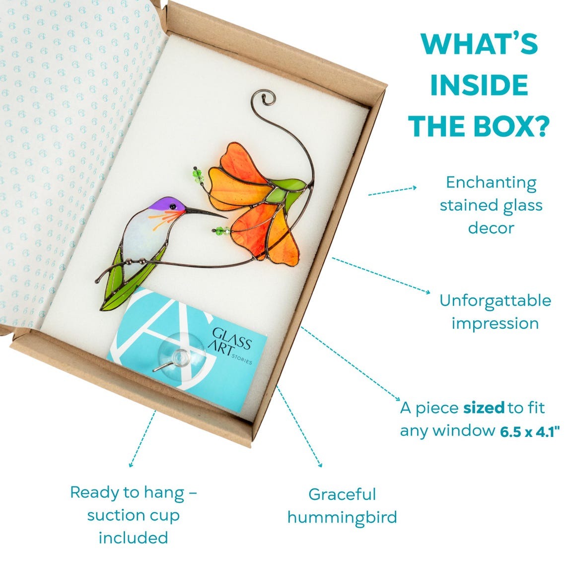 Hummingbird stained glass sun catcher Grandma gifts Flower stained glass window hangings Unique gift for mom