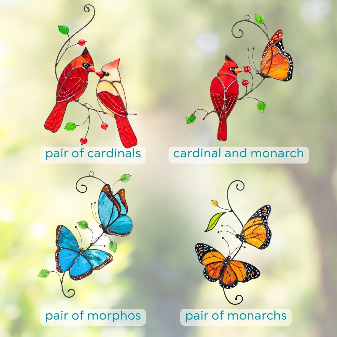 Hummingbird stained glass sun catcher Grandma gifts Flower stained glass window hangings Unique gift for mom