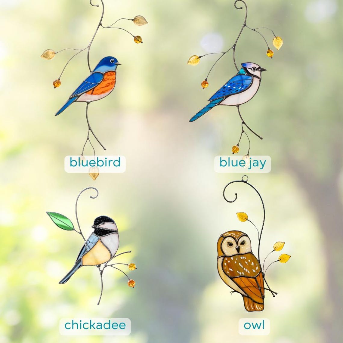 Hummingbird stained glass sun catcher Grandma gifts Flower stained glass window hangings Unique gift for mom