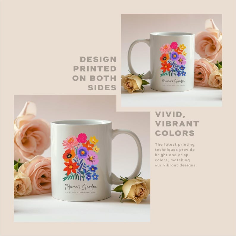Personalized Birth Flower Mug, Family Bouquet Coffee Mug, Custom Mom or Grandma Gift, Mother’s Day Gift