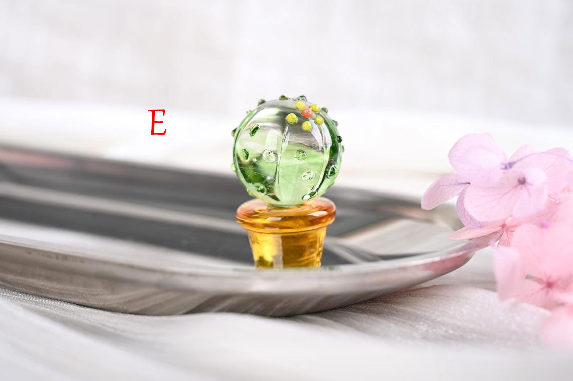 Handmade Glass Cactus Figurine | Mini Plant Desk Decor