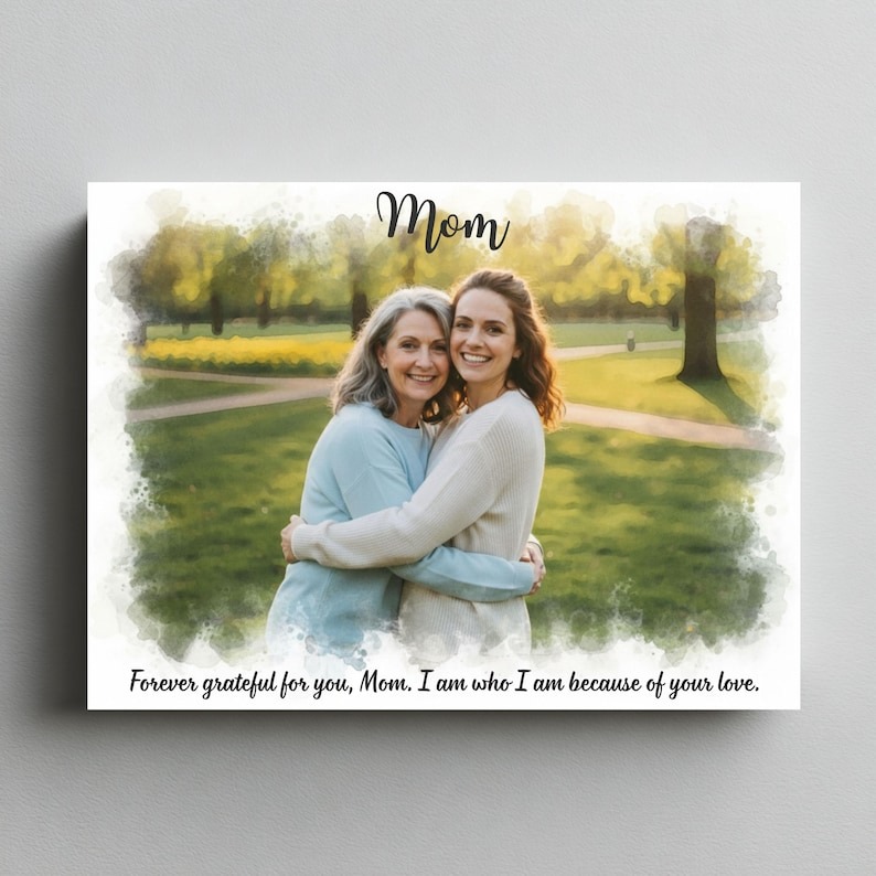 Custom Mom Watercolor Portrait, Personalized Mother's Day Gift, Framed Canvas Wall Art