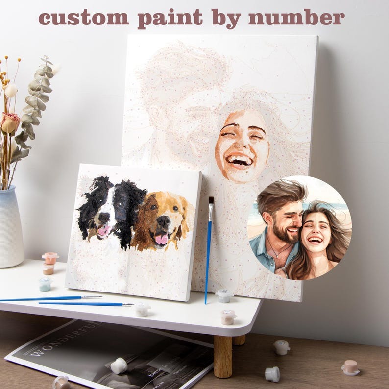Custom Paint by Number Kits DIY Color Paint by Numbers Personalized Canvas Paint Number Custom Dog Portrait Mothers Day Gift Anniversary
