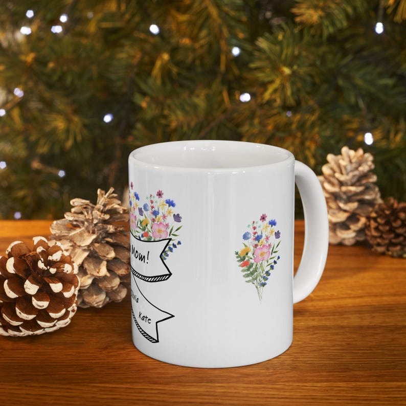 Personalized Mom Mug with Kids Names – Custom Wildflower Coffee Mug, Mother's Day Gift for Mom, We Love You Mom Mug from Kids