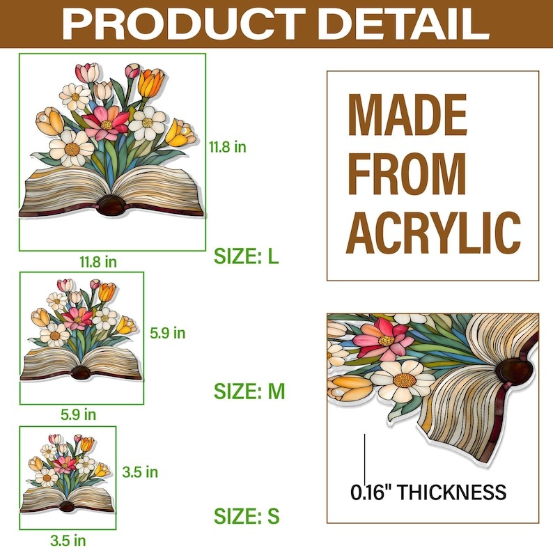 Flower Book Suncatcher, Floral Library Books Acrylic Window Hanging, Book Club Gift, Book Lover Gift, Librarian Gift, Book Exchange Gift
