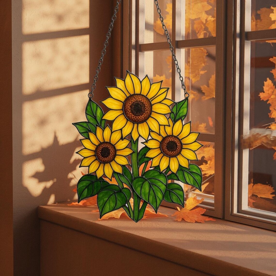 Sunflower Acrylic Suncatcher, Floral Pendant Window Hanging, Sunflower Mother's Day Gift Window Decor, Sunflower Suncatcher for Nature Lover