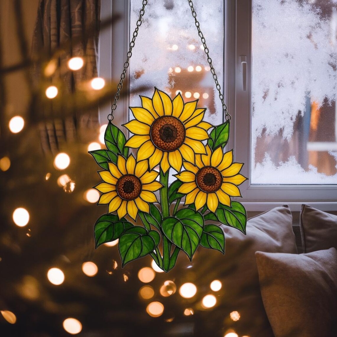 Sunflower Acrylic Suncatcher, Floral Pendant Window Hanging, Sunflower Mother's Day Gift Window Decor, Sunflower Suncatcher for Nature Lover