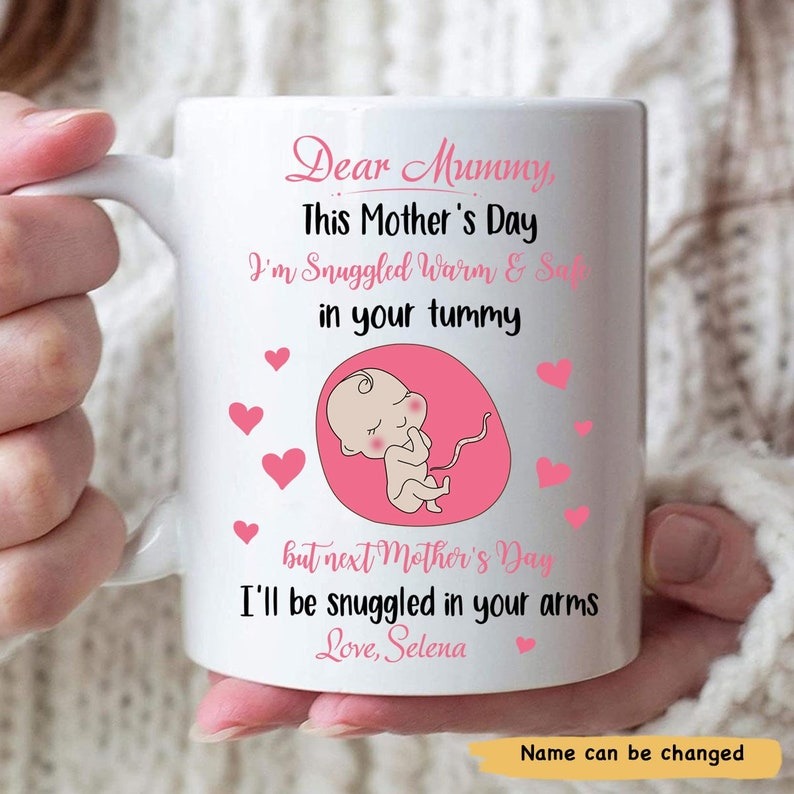 First Mother's Day Mug from the Bump – Personalized Coffee Mug for Mom, Pregnancy Reveal Gift, Baby Shower Gift