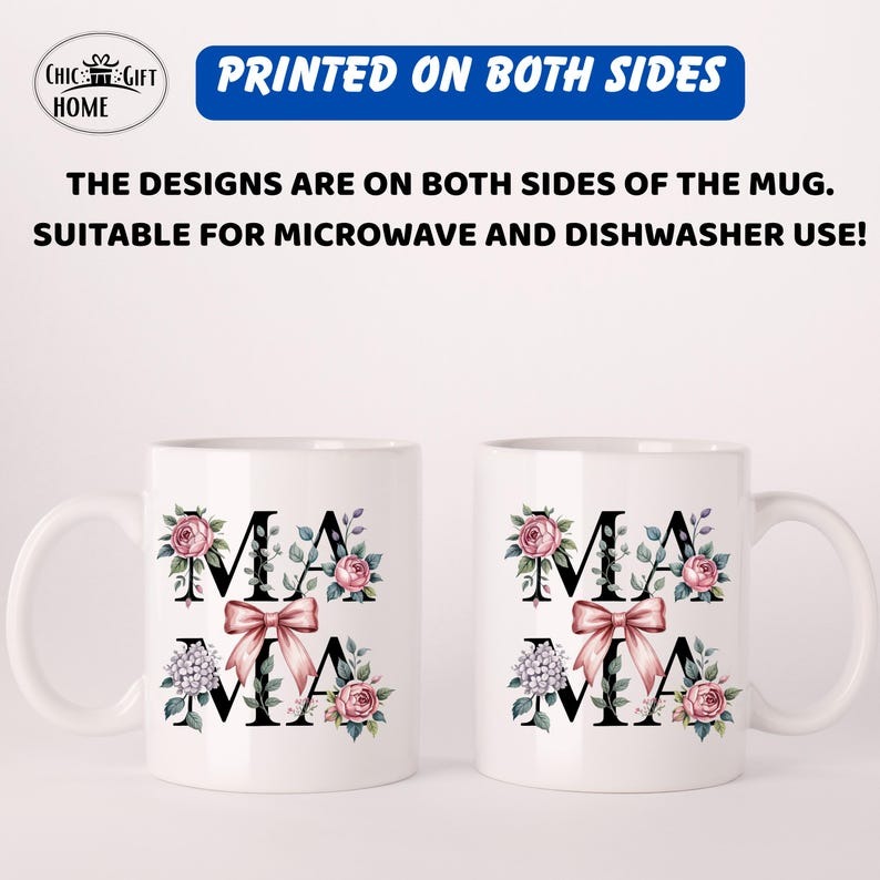 Floral Mama Mug – Personalized Mom Coffee Mug, Mother's Day Gift for Mom, Birthday Gift