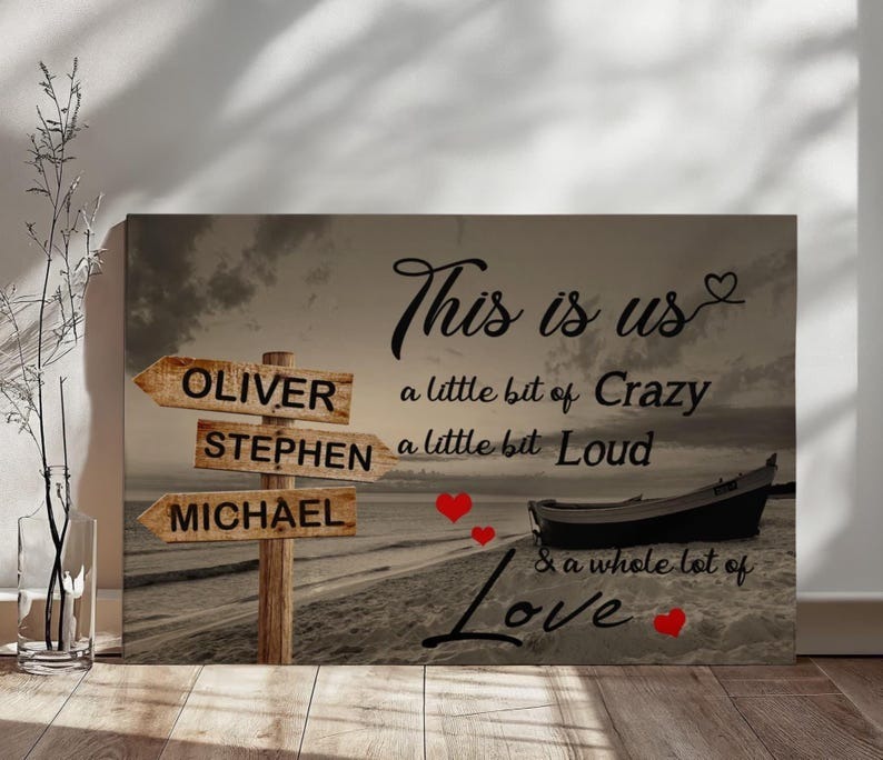 Personalized Names Canvas Sign, Mother's Day Gifts, Multi-Names Canvas Sign, Custom Family Names Canvas, Beach Lovers Gift This Is Us Canvas