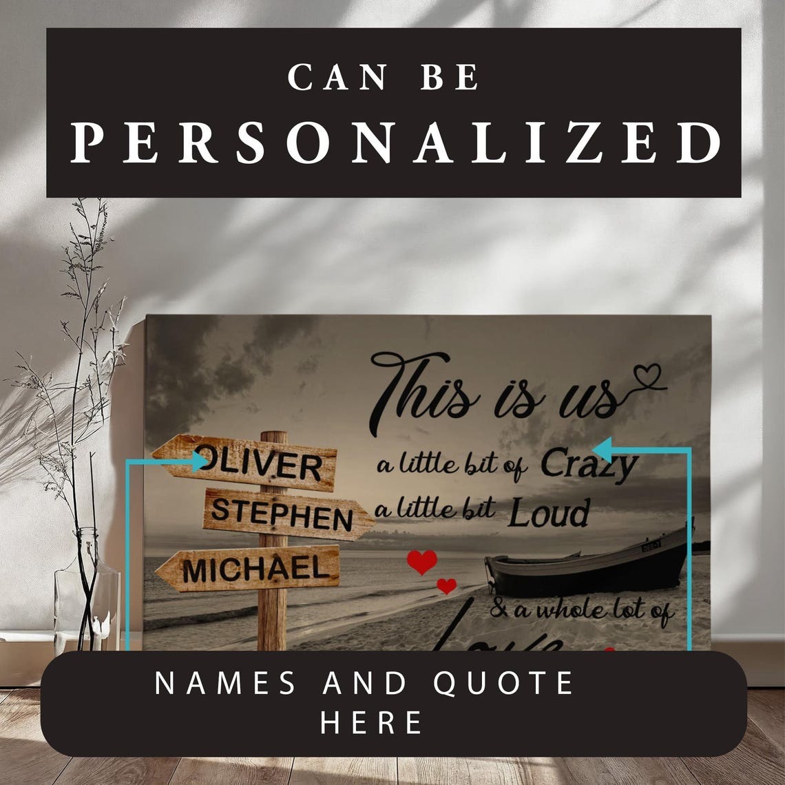 Personalized Names Canvas Sign, Mother's Day Gifts, Multi-Names Canvas Sign, Custom Family Names Canvas, Beach Lovers Gift This Is Us Canvas