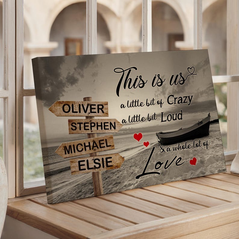 Personalized Names Canvas Sign, Mother's Day Gifts, Multi-Names Canvas Sign, Custom Family Names Canvas, Beach Lovers Gift This Is Us Canvas