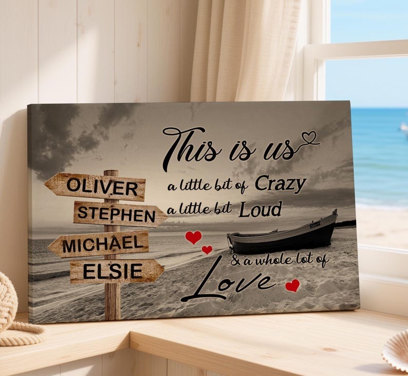 Personalized Names Canvas Sign, Mother's Day Gifts, Multi-Names Canvas Sign, Custom Family Names Canvas, Beach Lovers Gift This Is Us Canvas