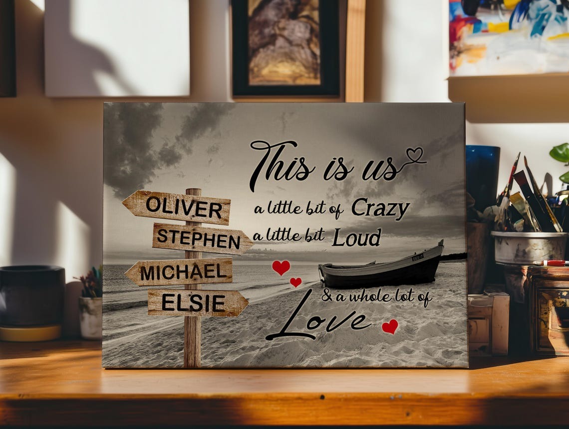 Personalized Names Canvas Sign, Mother's Day Gifts, Multi-Names Canvas Sign, Custom Family Names Canvas, Beach Lovers Gift This Is Us Canvas