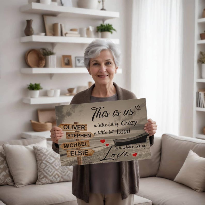 Personalized Names Canvas Sign, Mother's Day Gifts, Multi-Names Canvas Sign, Custom Family Names Canvas, Beach Lovers Gift This Is Us Canvas