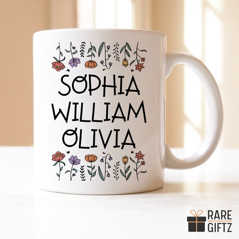 Personalized Mama of Three Mug, Custom Mom of 3 Mug with Kids Names, Mother of Three Gift, Mother's Day Gift for Mom, New Mom Gift