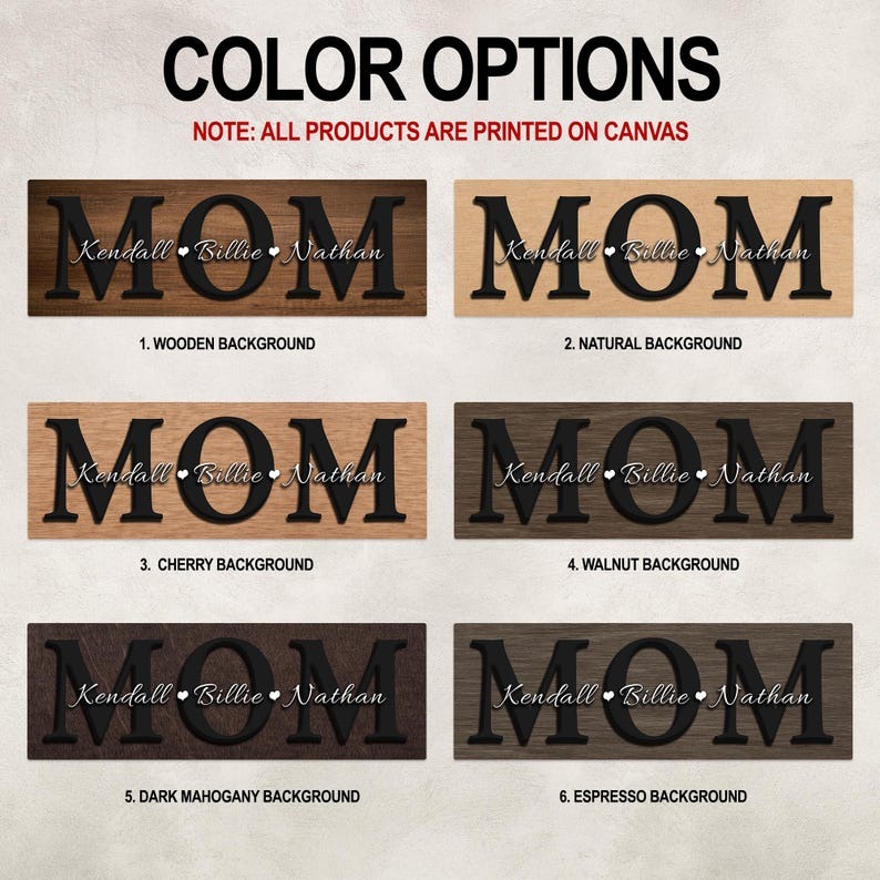 Personalized Mom Canvas Sign with Kids Names, Mother’s Day Gift for Mom, Custom Family Name Wall Art, Farmhouse Mom Decor