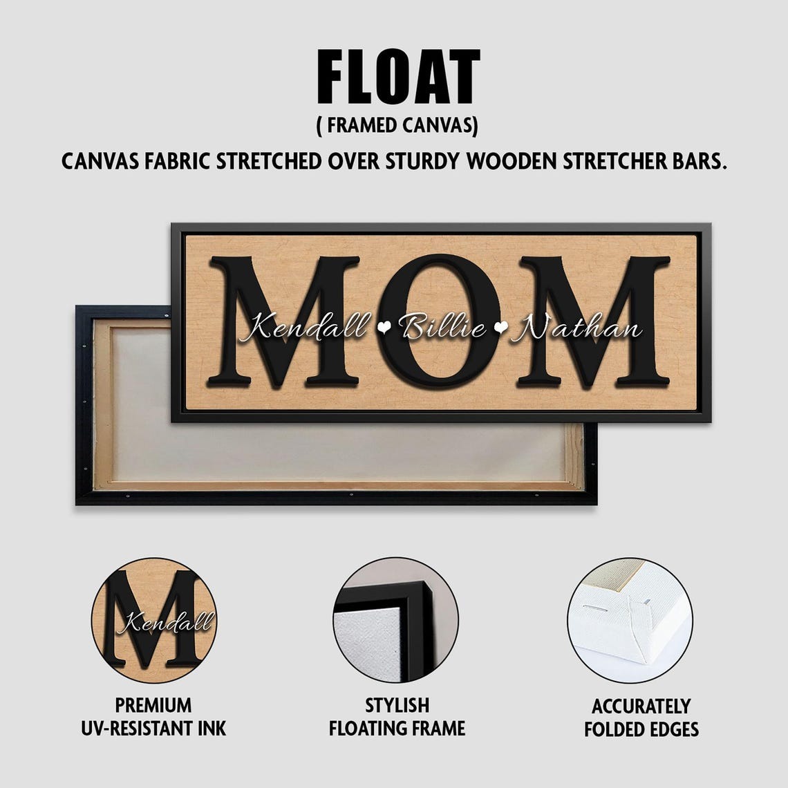 Personalized Mom Canvas Sign with Kids Names, Mother’s Day Gift for Mom, Custom Family Name Wall Art, Farmhouse Mom Decor