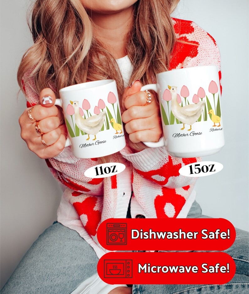 Personalized Mama Goose and Kids Mug, Custom Mom Goose Mug with Kids Names, Mother's Day Gift for Mom, Cute Family Mug